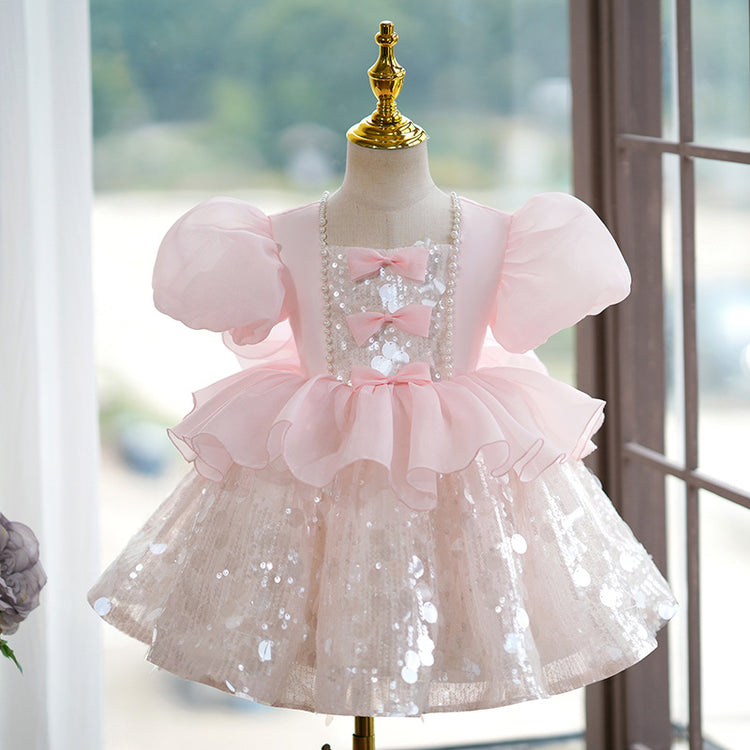 Cute Baby  Girl Sequins Summer Dress Toddler Birthday Princess Dress