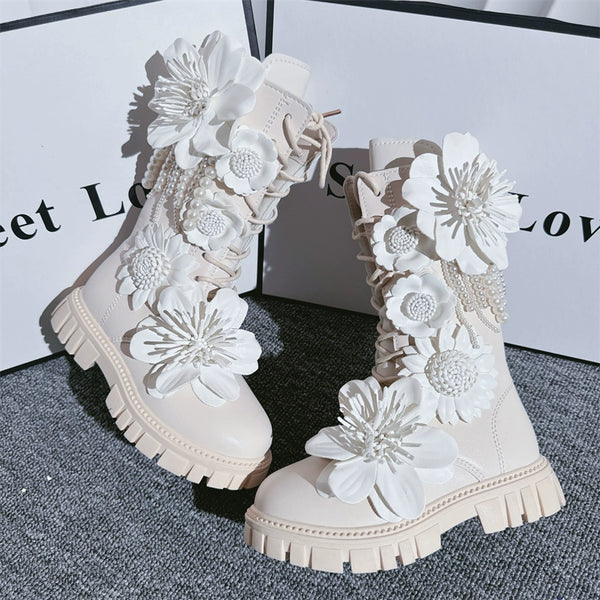 Luxurious Girls Boots Roman Shoes  Girls Flower Shoes