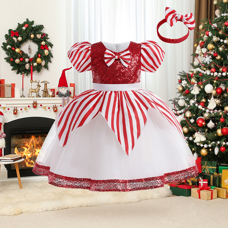 Cute Striped  Christmas Dress Baby Girl Christmas Dress