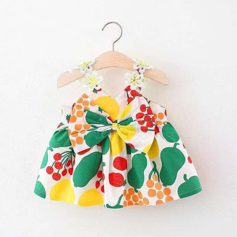 Cute Baby Girl Flower Suspender Bow Dress