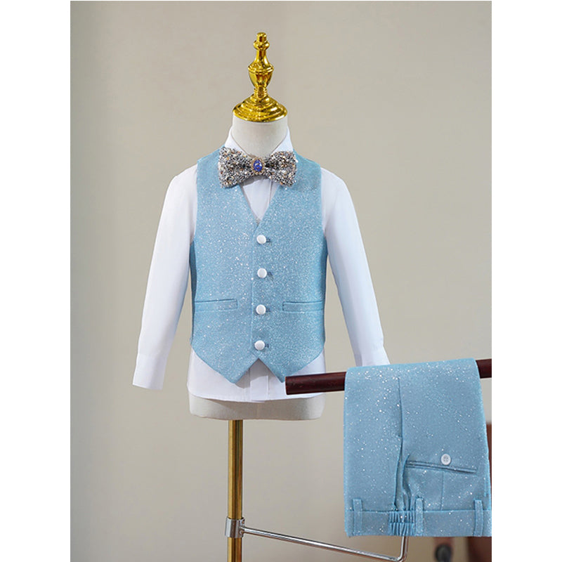 Boys Sky Blue Suit Set Birthday Suit Performance Costume