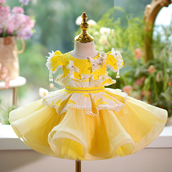 Yellow Pearl Princess Dress Birthday Dress