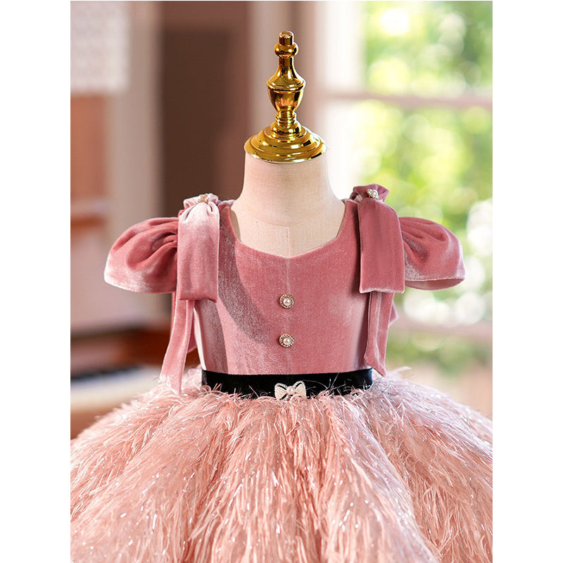 Luxurious Pink Princess Dress Flower Girl Dress Beauty Pageant Dress