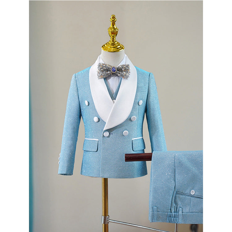 Boys Sky Blue Suit Set Birthday Suit Performance Costume