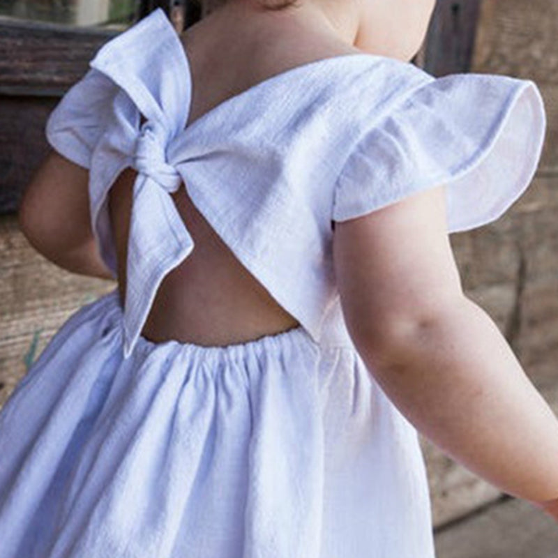 Cozy Flower Girls Dress Summer Bow Dress