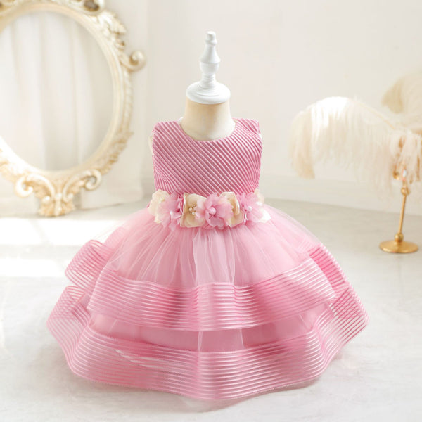 Elegant Baby Girls Sleeveless Floral Pageant Dresses Toddler Princess Dress