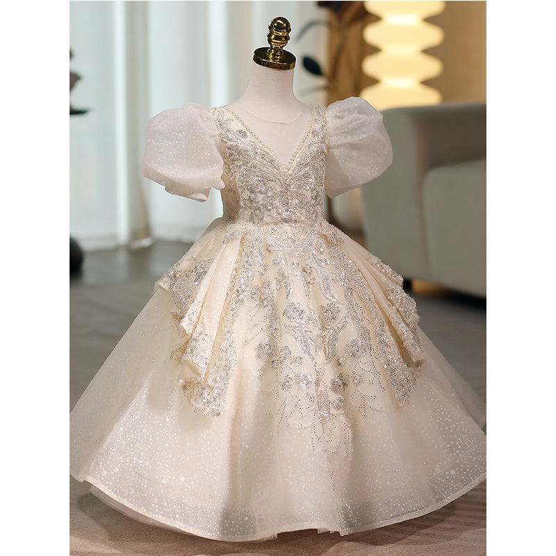 Champagne Baby Girls Birthday Princess Dress