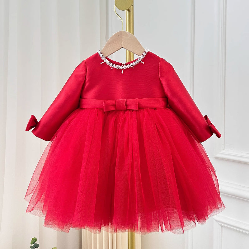 Christmas Dress Holiday Red Princess Dress Girl Birthday Dress