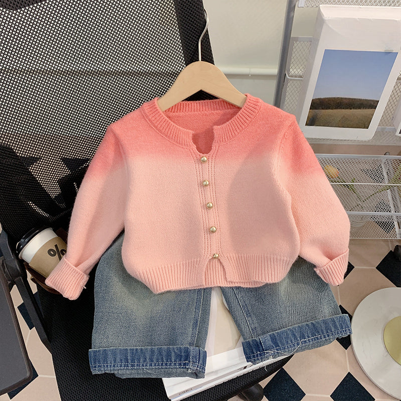 Girls Spring Suit Baby Sweater Jeans Two Piece Suit