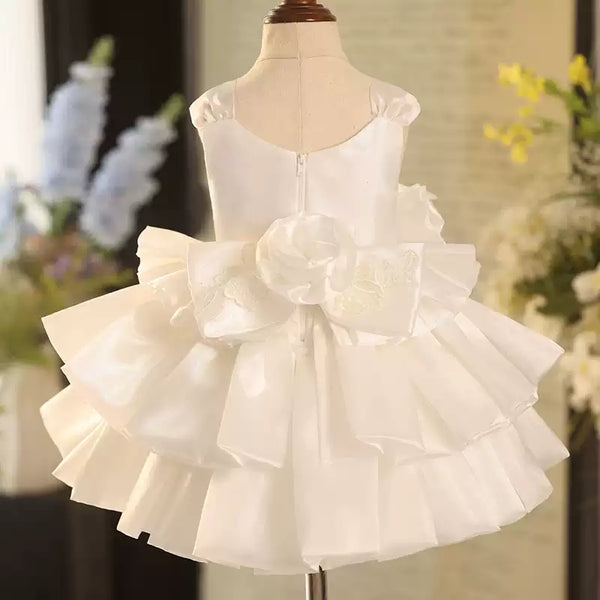 White Flower Girl Wedding Dress Children's Birthday Puffy Princess Dress