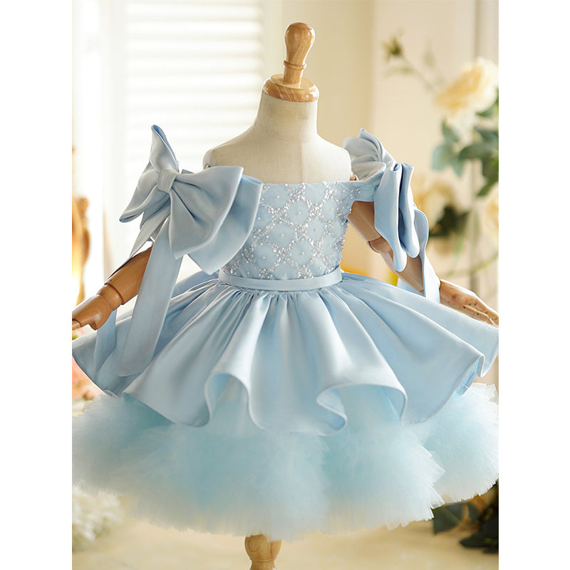 Cute  Flower Girl Cake Dress Toddler Birthday Beauty Pageant Princess Dress