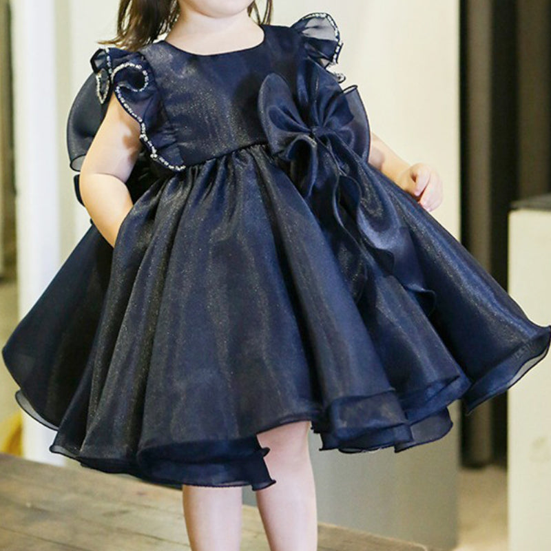 Girls Black Birthday Princess Dress Flower Girl Wedding Dress