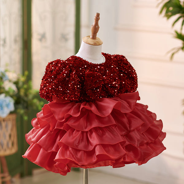 Luxurious Baby Girl Festival Party Dress Girl Fluffy Christmas Princess Dress