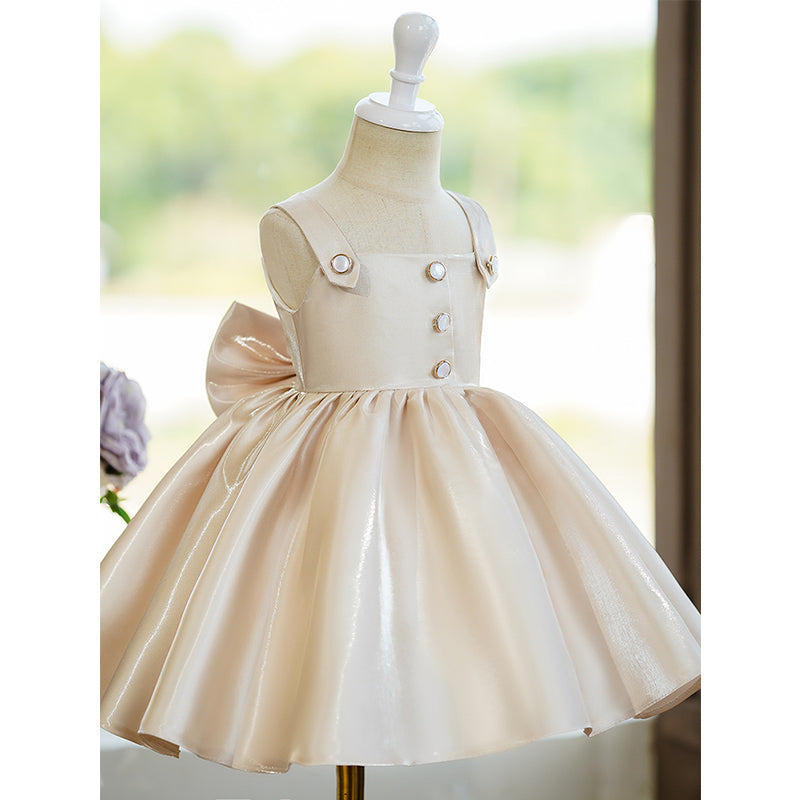 Cute Baby Girl  Champagne Dress Toddler Birthday Pageant Princess Dress