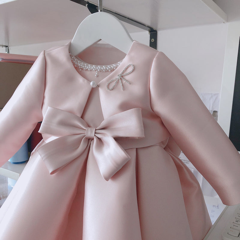 Cute Girls Birthday Dress Baby Pink Formal Dress First Communion Dresses