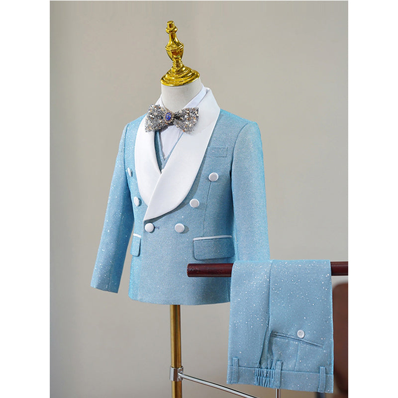 Boys Sky Blue Suit Set Birthday Suit Performance Costume