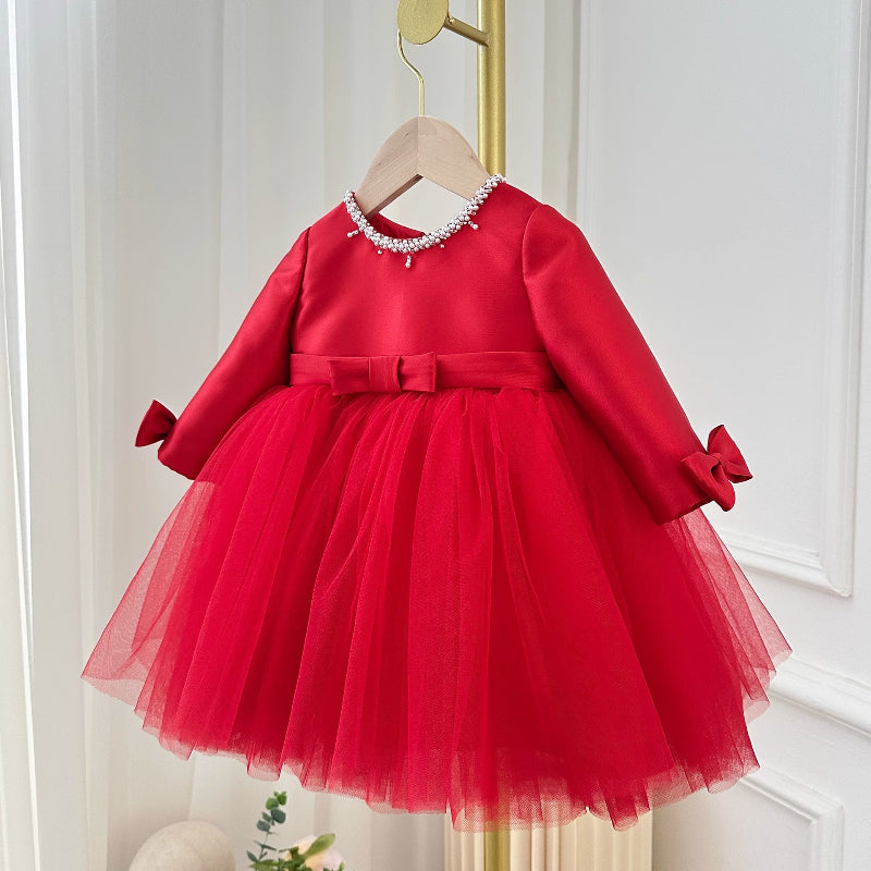 Christmas Dress Holiday Red Princess Dress Girl Birthday Dress