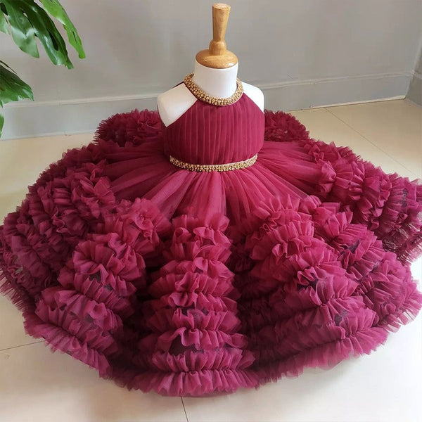 Elegant Baby Girls Cake Birthday Dress  Toddler Ball Gown