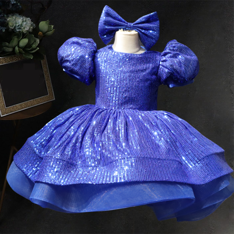 Baby Girl Prom Dress Sequins Beauty Pageant Toddler Birthday Princess Dress