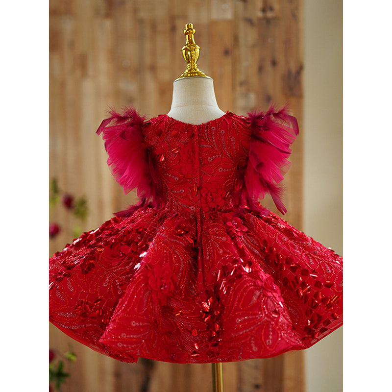 Elegant Baby Girl Show Host Princess Dress Girls Sequin Toddler Beauty Pageant Dress