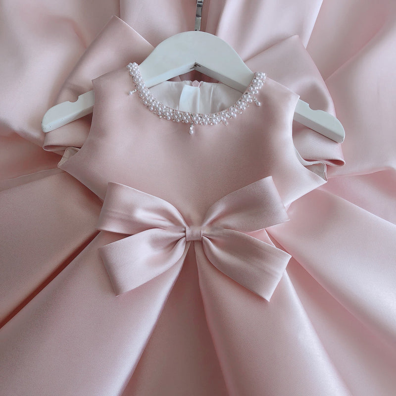 Cute Girls Birthday Dress Baby Pink Formal Dress First Communion Dresses