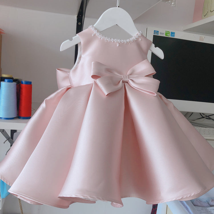 Cute Girls Birthday Dress Baby Pink Formal Dress First Communion Dresses