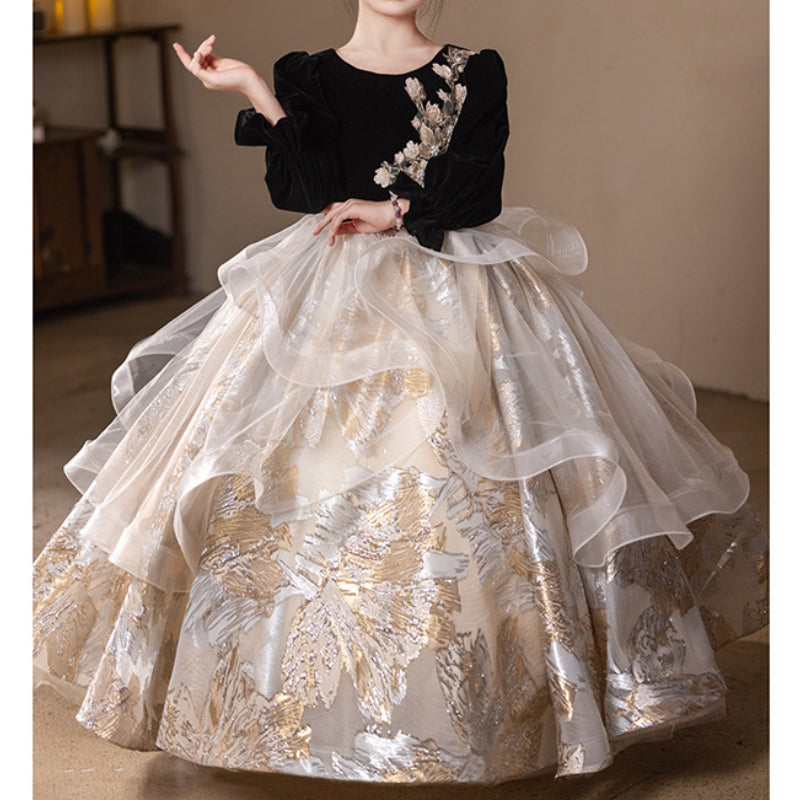 Girls Black Birthday Party Dresses Children's Pageant Dresses