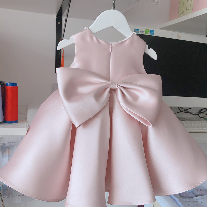 Cute Girls Birthday Dress Baby Pink Formal Dress First Communion Dresses