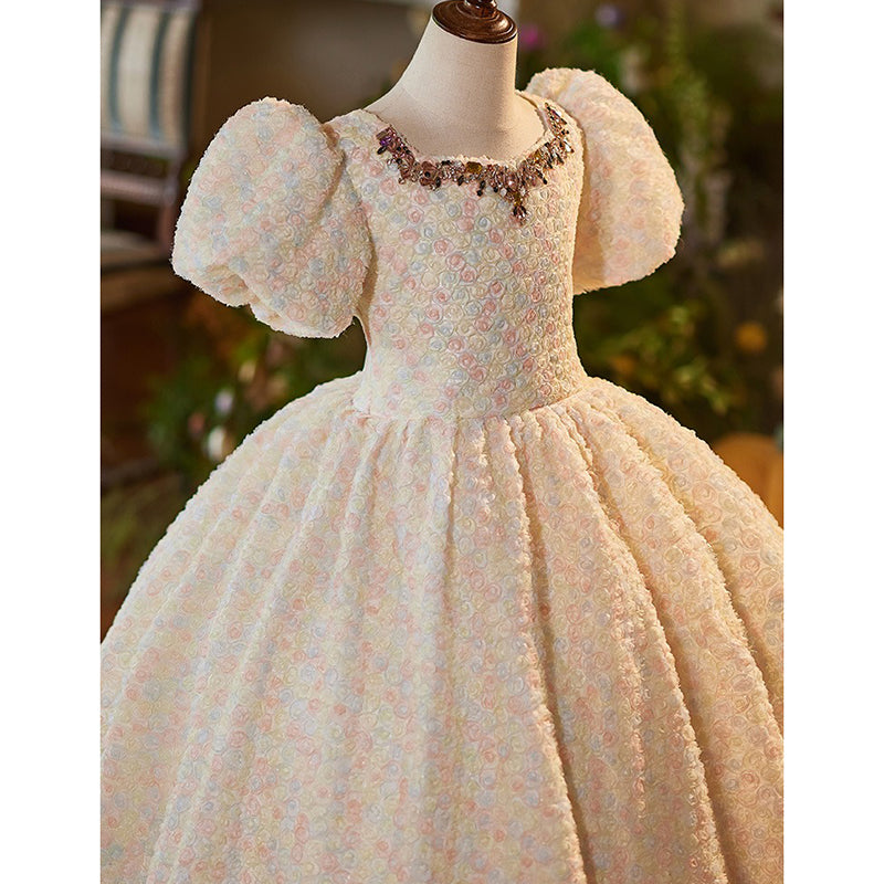 Champagne Color Girls Princess Dress Christening Dress