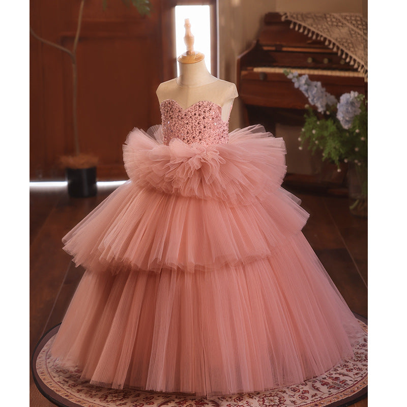 Baby Girls Luxury Ball Gown Birthday Dresses Sequined Dress  Toddler Beauty Pageant Dress