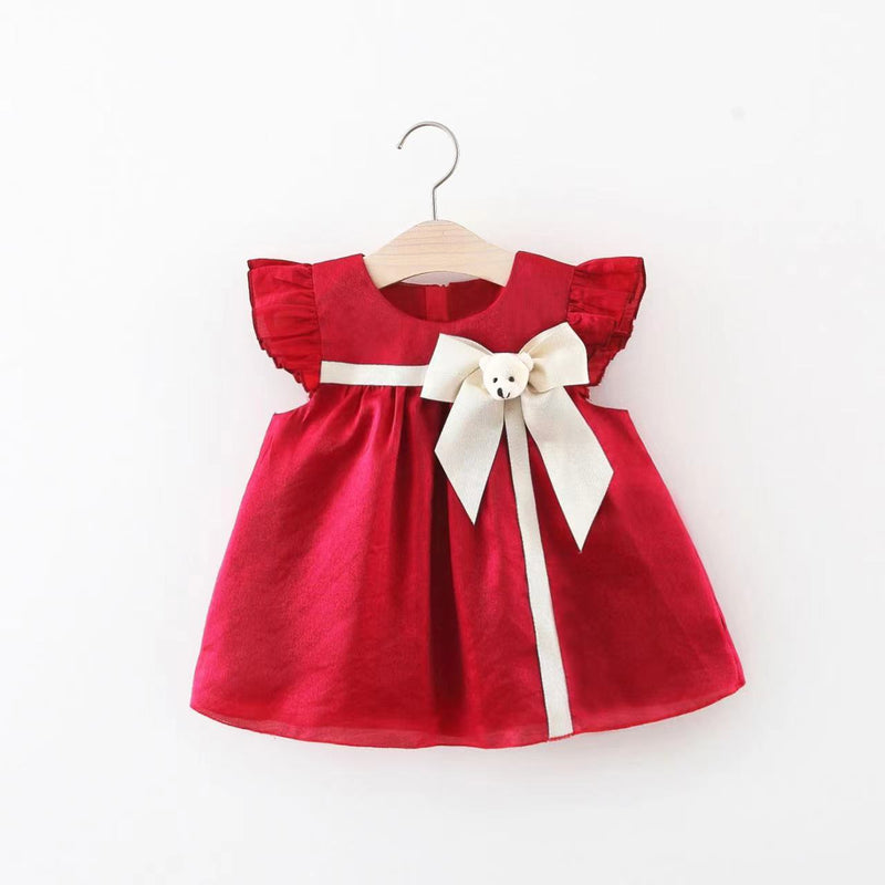 Red Flower Dress Baby Girls Cozy Princess Dress