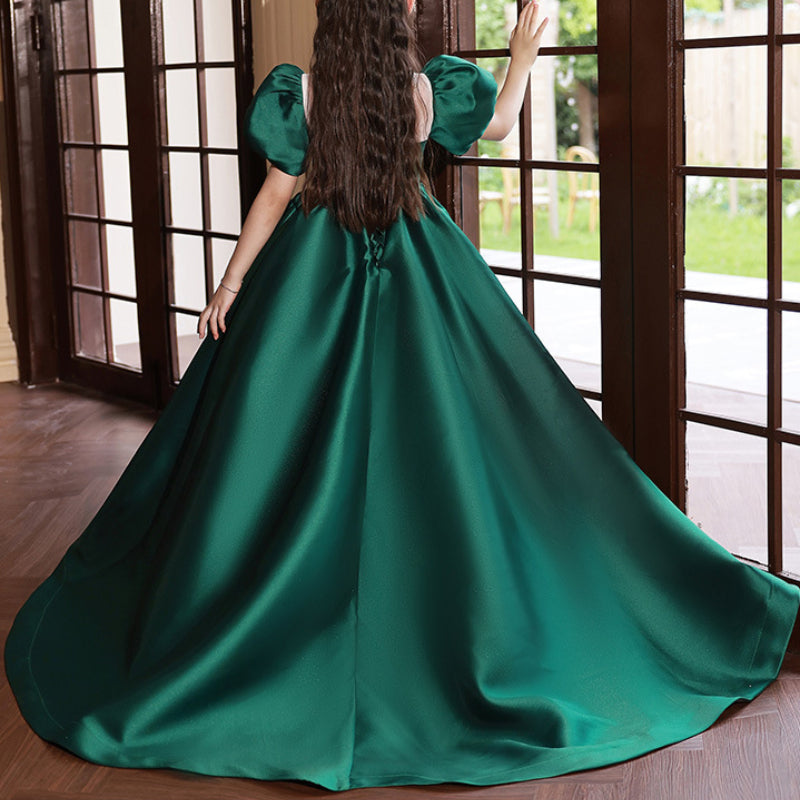 Girls Beauty Pageant Princess Dress Girls Green Birthday Dress