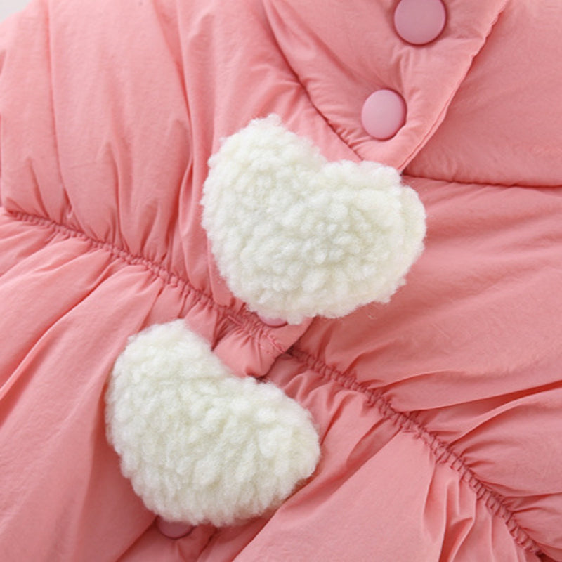 Puffy Heart Coats Solid Color Plus Velvet  Cotton Coats