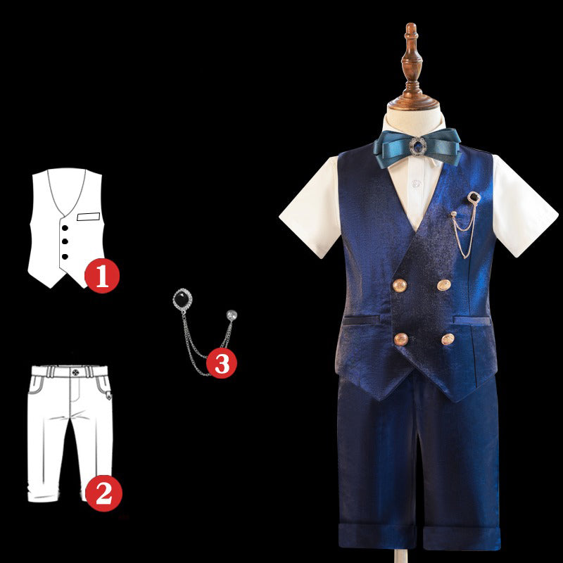 Boys Dress Short-sleeved Vest Children's Suit Set