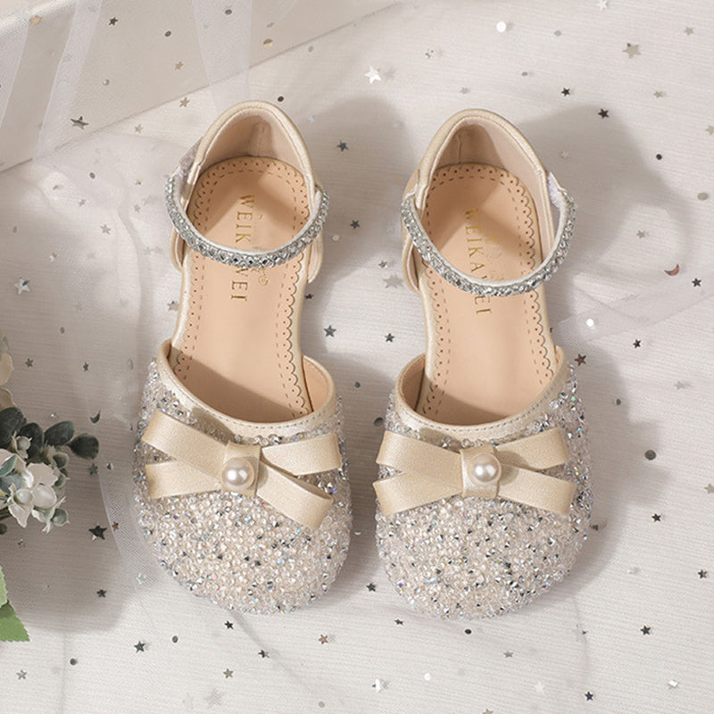 Girl Bow Sequin Beads Princess Shoes