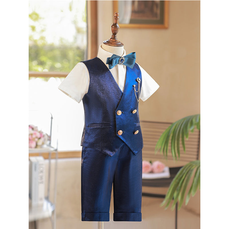 Boys Dress Short-sleeved Vest Children's Suit Set