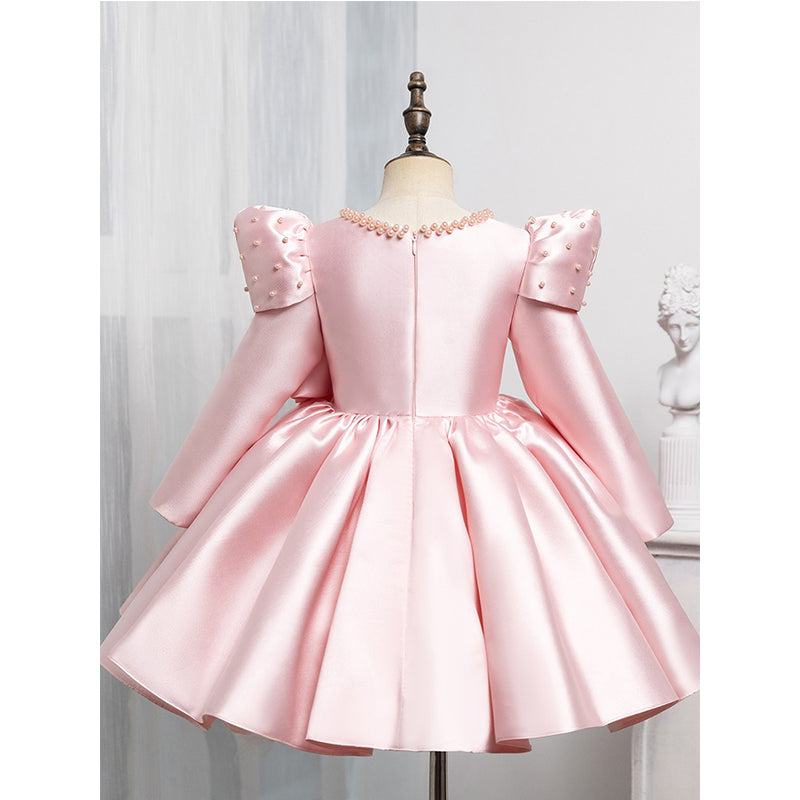 Pink Bow Princess Dress Wedding Flower Girl Dress Birthday Dress