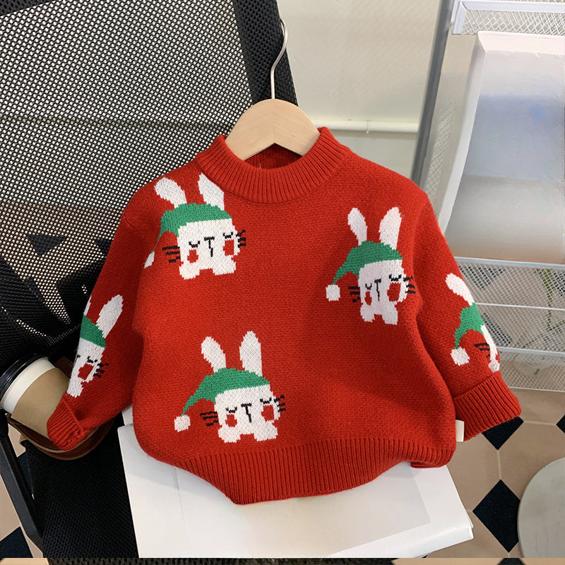 Girls Christmas Sweater Girls Red Knitted Sweater