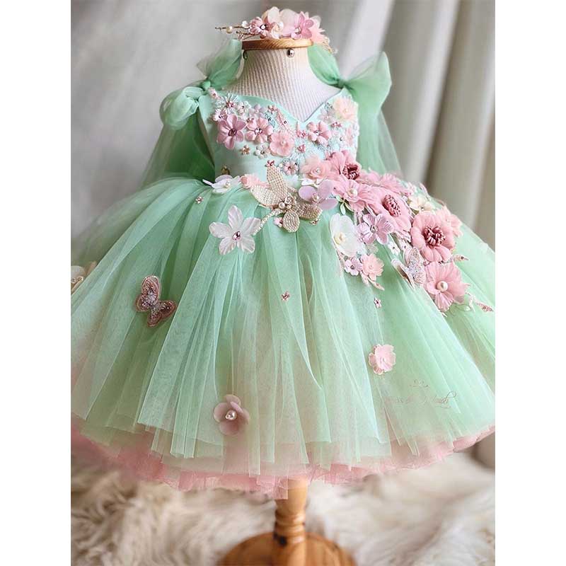 Elegant Baby Girls Beauty Pageant Dress Toddler Christening Dresses