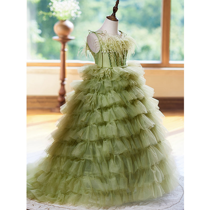 Elegant Baby Girls Beauty Pageant  Dress Flower Girl Dresses Toddler Birthday Party Ball Gown