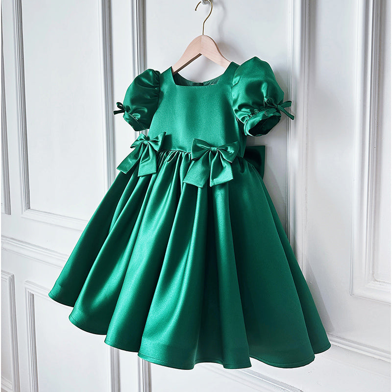 Cute Baby Girl  Bow Dress Beauty Pageant Dress Toddler Birthday Fluffy Princess Dress