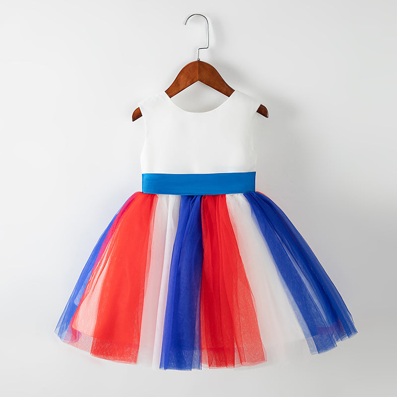 Cute Flag Dress Toddler Girls Cake Puffy First Communion Dresses  Pink Dress Girl Formal Dresses