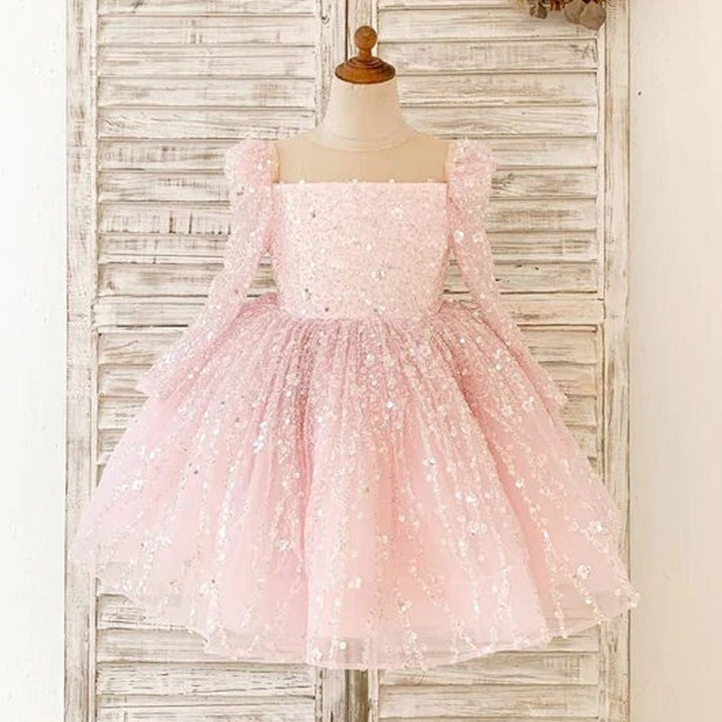 Baby Girl  First Communion Dress Toddler Birthday Pageant Princess Dress