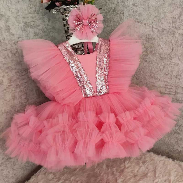 Cute Baby Girl Fluffy Birthday Dress Toddler Pageant Princess Dress