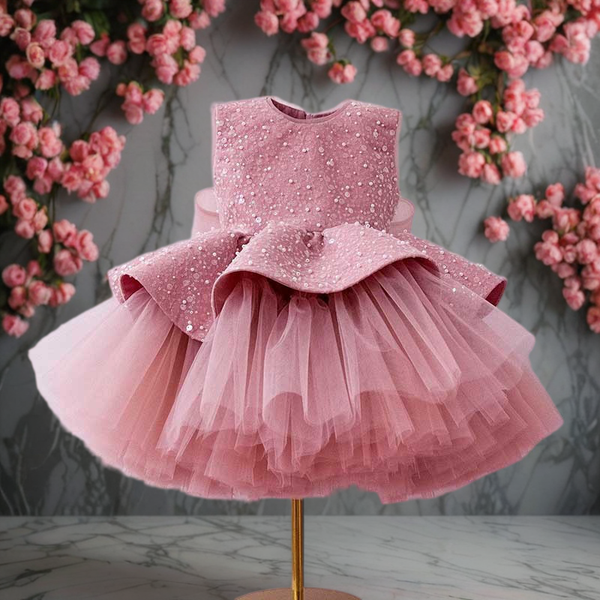 Cute Baby Girl Sequins Pageant Dress Toddler Birthday Party Princess Dress