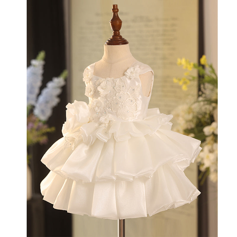 Cute Flower Girl Dress  Baby Girl Puffy Flowers Dress Toddler Baptism Dress