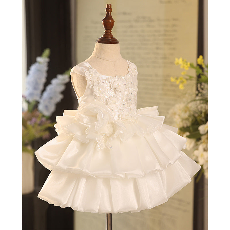 Cute Flower Girl Dress  Baby Girl Puffy Flowers Dress Toddler Baptism Dress