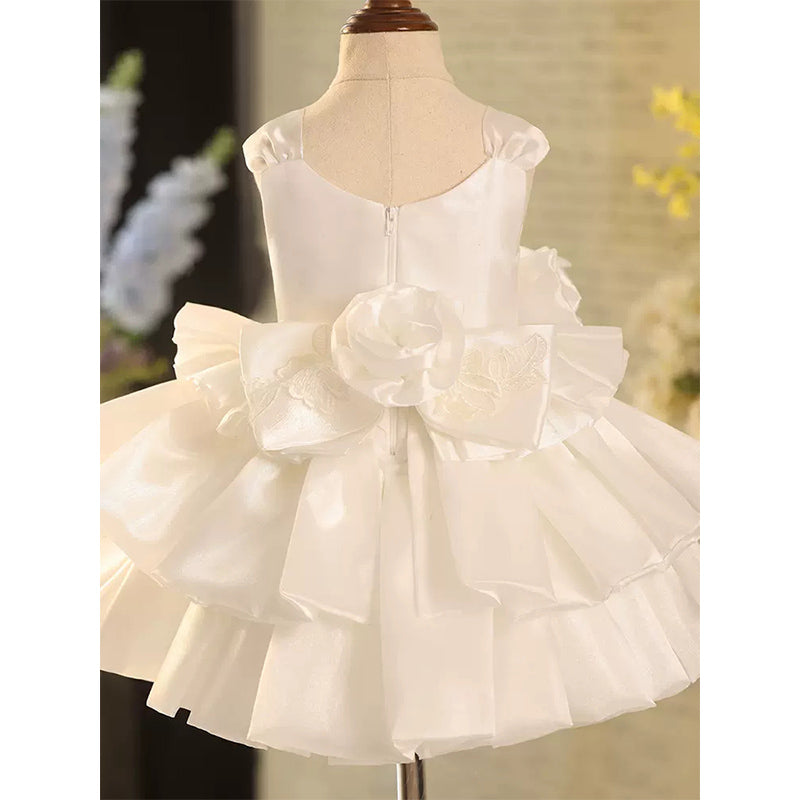 Cute Flower Girl Dress  Baby Girl Puffy Flowers Dress Toddler Baptism Dress