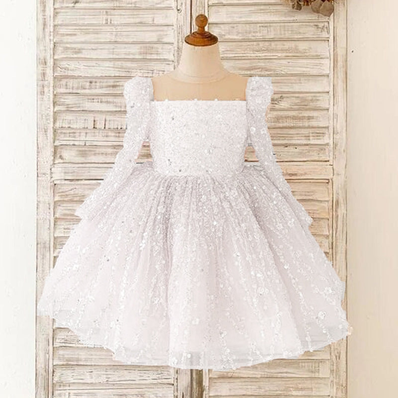 Elegant Baby Girl  First Communion Dress Toddler Beauty Pageant Princess Dress