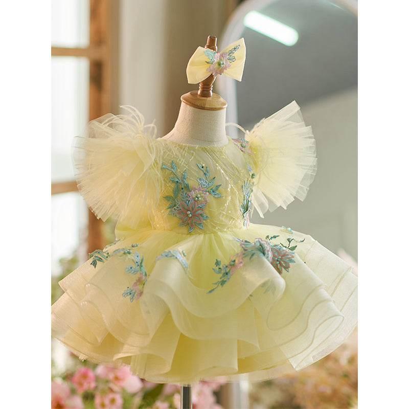 Luxurious Baby Girl Puffy Flowers Dress Toddler Beauty Pageant Princess Dress